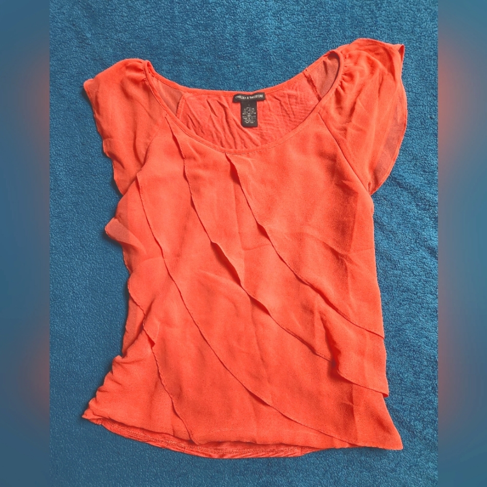 Pink ruffle Chelsea&Theodore top, size S